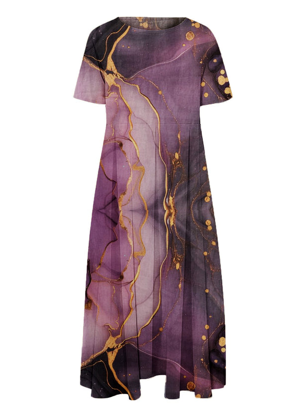 Women's Purple Printed Loose Casual Dresses