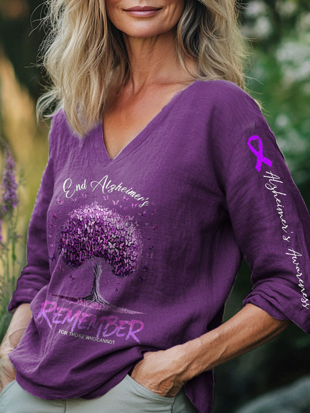 Women's Alzheimer's Awareness Remember For Those Who Cannot Print Cropped Top