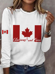 Women's Canada Glorious And Free Printed V-neck Shirt