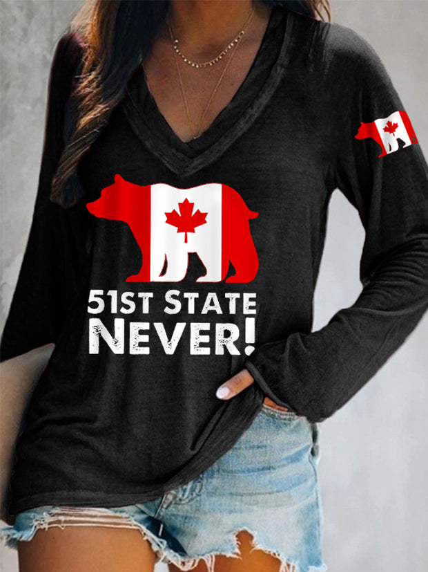 Women's Canada Is Not For Sale, 51st State Never Long-Sleeve Top