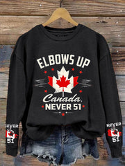 Women's Canada Elbows Up Never 51 Printed Sweatshirt