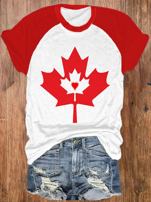 Women's Canada Forever Maple Leaf Print T-shirt