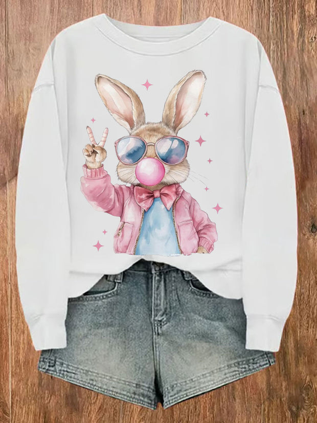 Women's Rabbit Art Print Sweatshirt