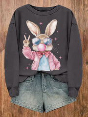 Women's Rabbit Art Print Sweatshirt