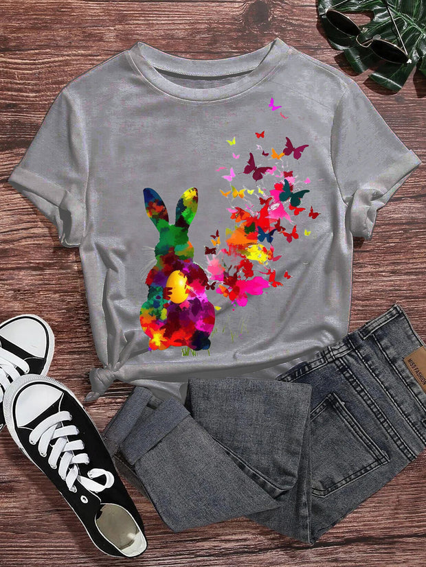 Women's Bunny Painted Art Print T-Shirt