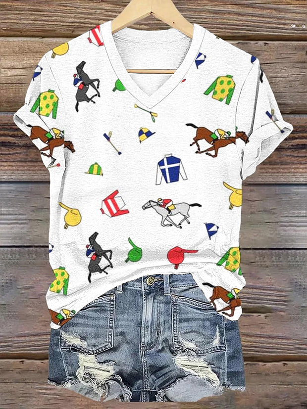 Women's Derby Horse Print T-Shirt