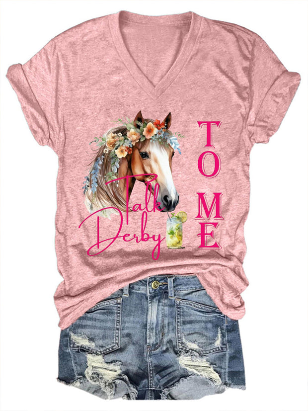 Women's Derby Horse Print T-Shirt