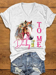 Women's Derby Horse Print T-Shirt