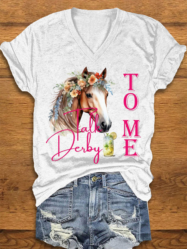 Women's Derby Horse Print T-Shirt