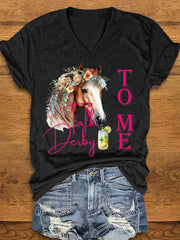 Women's Derby Horse Print T-Shirt