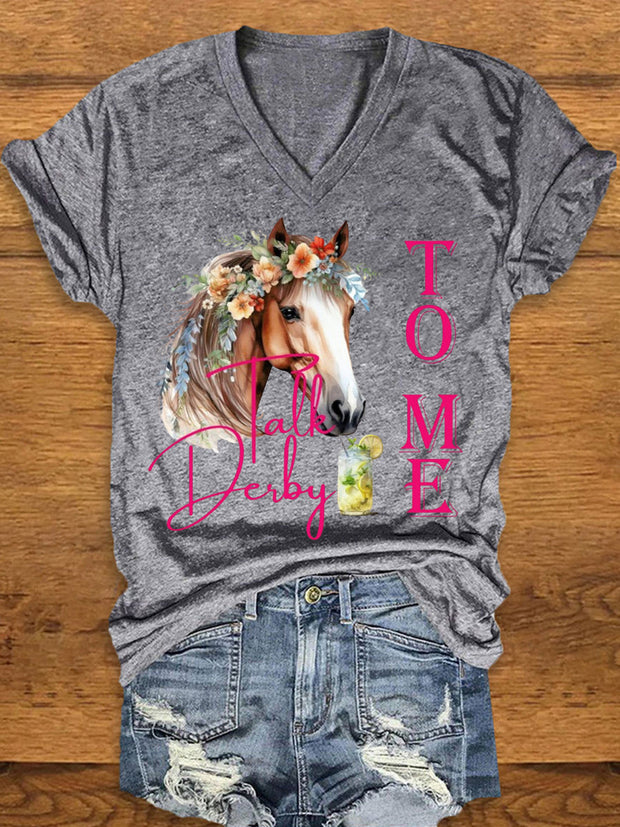 Women's Derby Horse Print T-Shirt