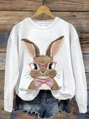 Women's Cute Bunny Happy Easter Casual Sweatshirt