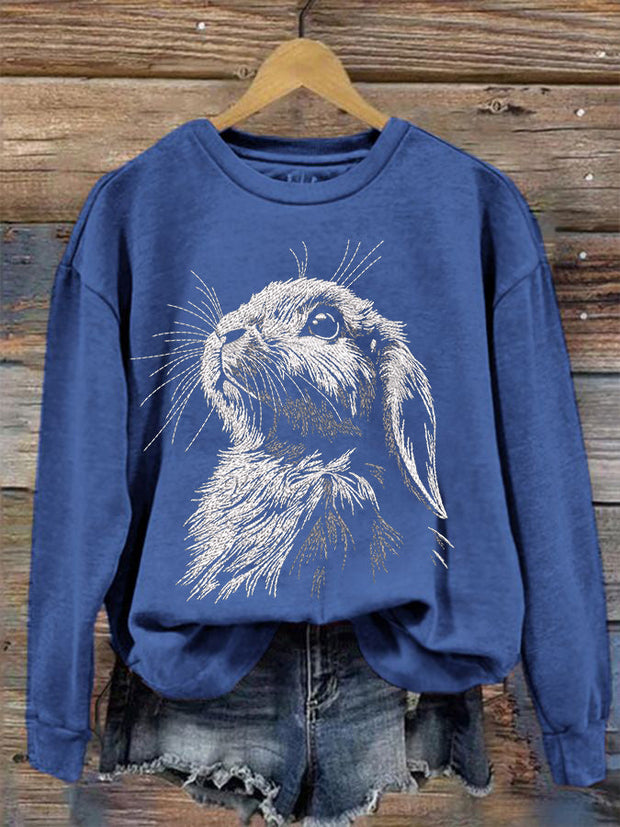 Women's Cute Bunny Happy Easter Casual Sweatshirt