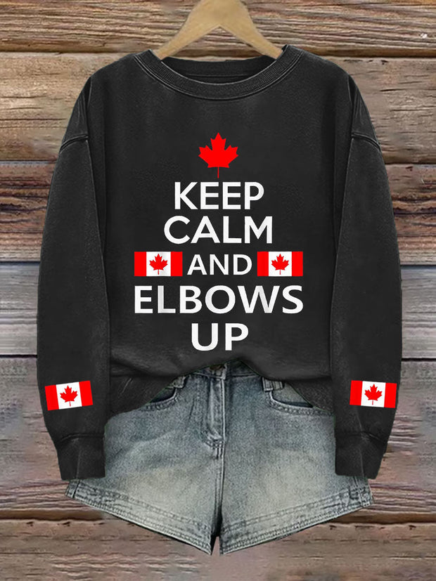 Women's Canada Keep Calm And Elbows Up Printed Sweatshirt