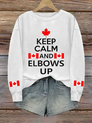 Women's Canada Keep Calm And Elbows Up Printed Sweatshirt