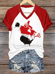 Women's Don't Mess With Canada Print V-Neck Short Sleeve T-Shirt