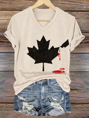 Women's Don't Mess With Canada Print V-Neck Short Sleeve T-Shirt