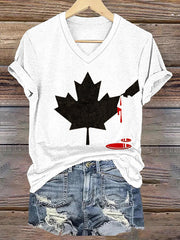 Women's Don't Mess With Canada Print V-Neck Short Sleeve T-Shirt