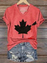 Women's Don't Mess With Canada Print V-Neck Short Sleeve T-Shirt