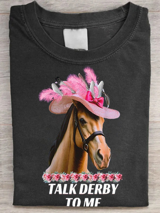 Women's Derby Horse Print T-Shirt