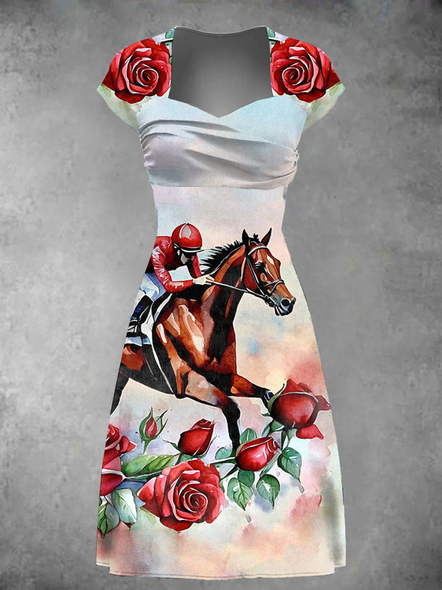 Women's Derby Horse Art Print Dress