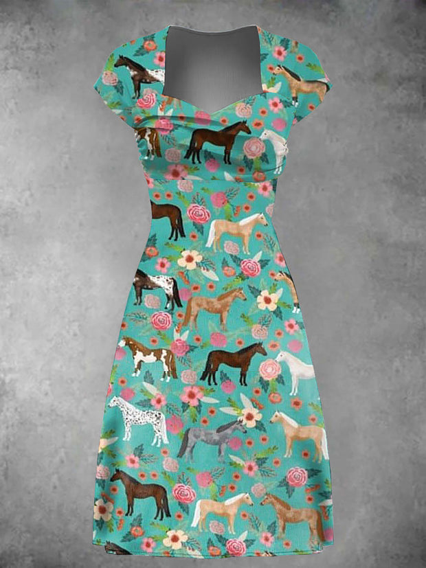 Women's Derby Horse Art Print Dress