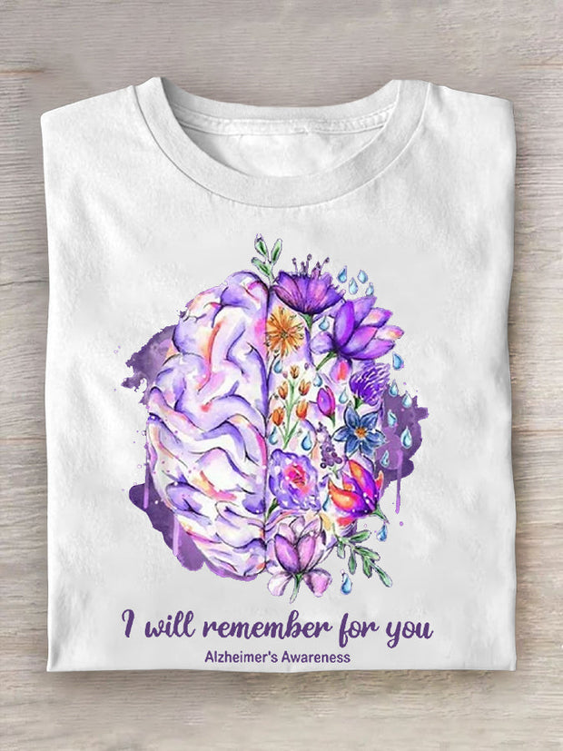 Women's I Will Remember For You Alzheimer's Awareness Support Tee