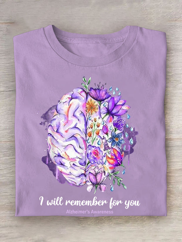 Women's I Will Remember For You Alzheimer's Awareness Support Tee