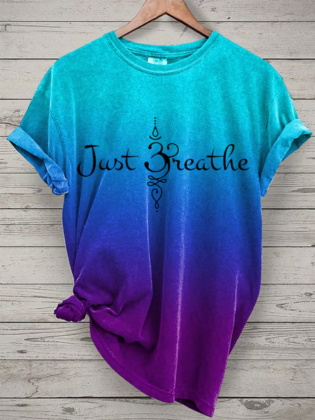 Women's Just Breathe Mental Health Matter Gradient Print Tee