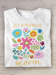 Women's Let Kindness Bloom Retro Flower Casual Tee