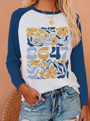 Women's 8647 floral print long sleeve T-shirt