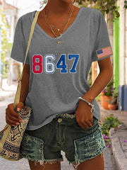 Women's 8647 Flag Print T-Shirt