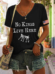 Women's 'No Kings Live Here' Print T-Shirt