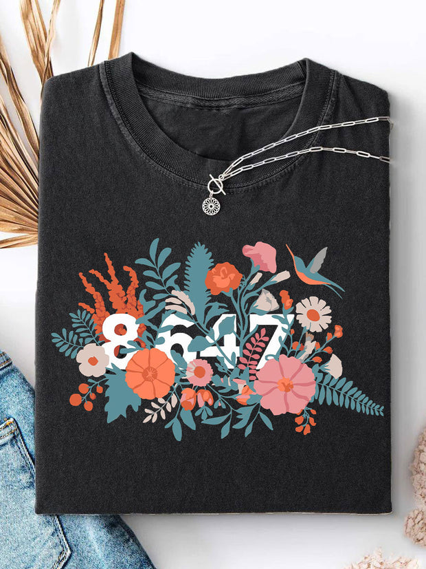 Women's 8647 Floral Print Casual T-shirt