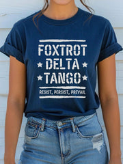 Women's Foxtrot delta tango resist, persist, advance T-shirt