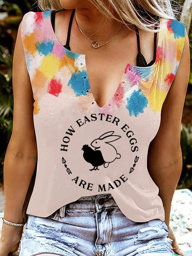 Women's Easter How Easter Eggs Are Made Printed Tank Top