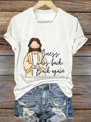 Women's Funny Easter Guess Who's Back Printed T-shirt