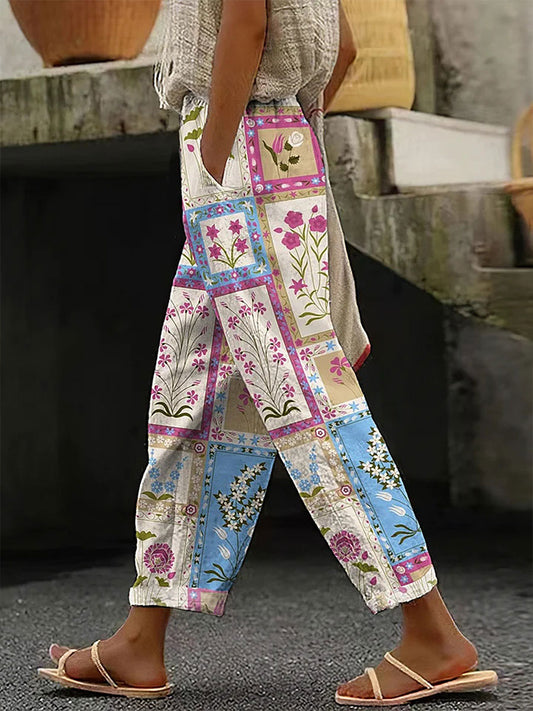 Women's Geometric Plant Floral Casual Pants