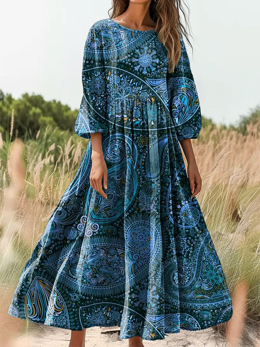 Women's Vintage Paisley Floral Art Print Casual Dresses