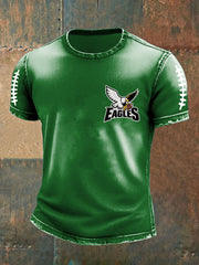 Vintage American Football Philadelphia Eagles Print Casual Cotton Short Sleeve T-Shirt