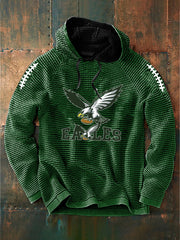 Vintage American Football Philadelphia Eagles Print Casual Cotton French Terry Hoodie