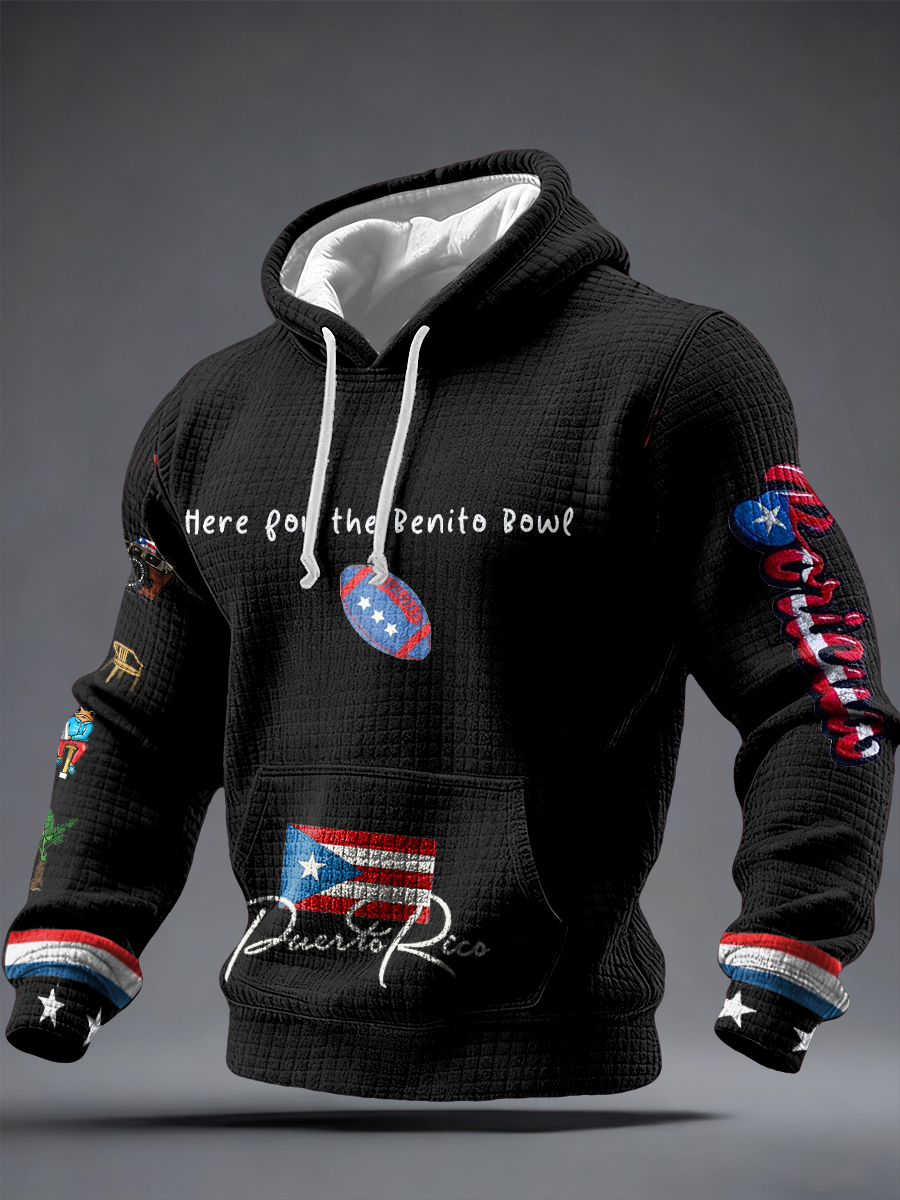 Men's Bunny Football Music Lover Printed Hoodie