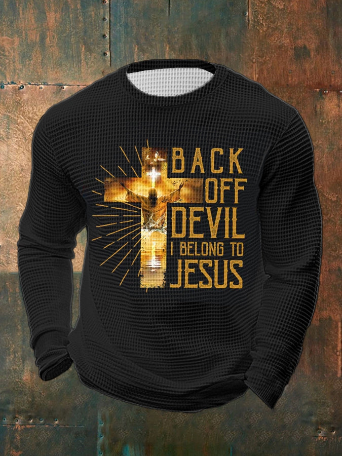 Men's Back Off Devil I Belong To Jesus - Special Christian Waffle Long Sleeve T-Shirt