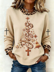 Women's Christmas Cross Print Casual Sweatshirt