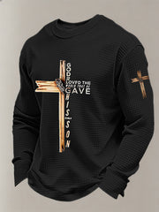 Men's With God So Loved The World Cross Printed Waffle Hoodie