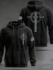 Men's Faith Over Fear USA Flag Print Casual Hoodie