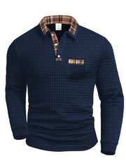 Men's Plaid Waffle Long Sleeve Top