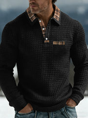 Men's Plaid Waffle Long Sleeve Top
