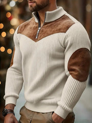 Men's Warm Color-Blocked Casual Zipper Pullover