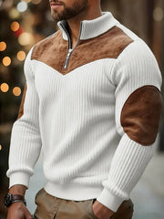 Men's Warm Color-Blocked Casual Zipper Pullover